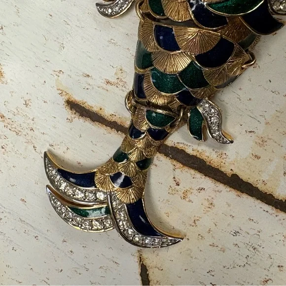 Vintage D’Orlan Articulated Koi Fish Pendant #8874 3.5” Long EUC - Picture 3 of 6